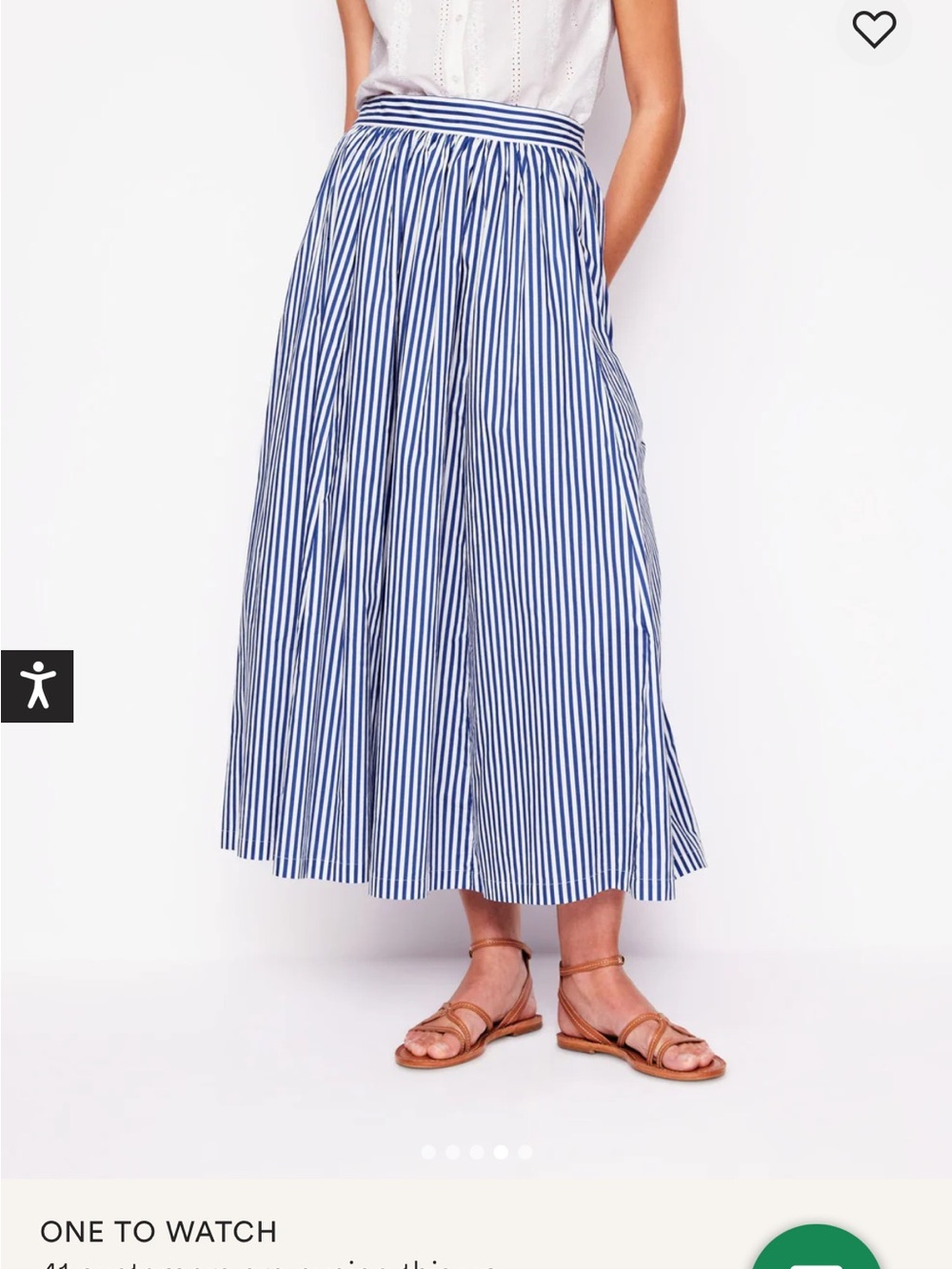 Boden Blue and White Striped A-Line Midi Skirt - Picture 3 of 5